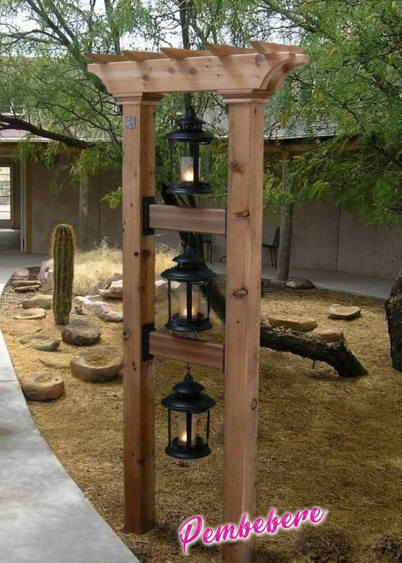 wooden garden lighting design
